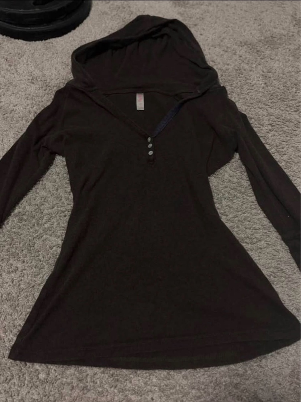 Women's Y2K Brown Hooded Long-Sleeve Top